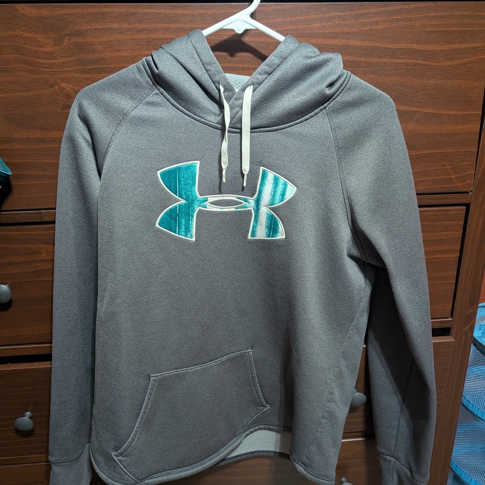 Under Armour Gray Hoodie with Teal Logo